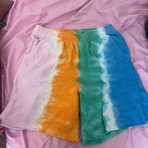 Wild Fable Women's Multicolor Tie Dye High Rise Fleece Bermuda Shorts